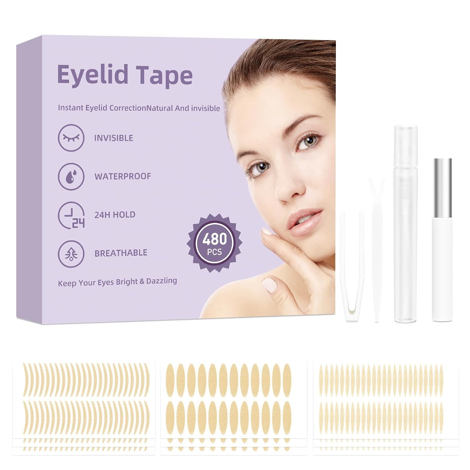 Eyelid Tape-Breathable double eyelid tape, Invisible eyelid lifter strips, Hypoa
