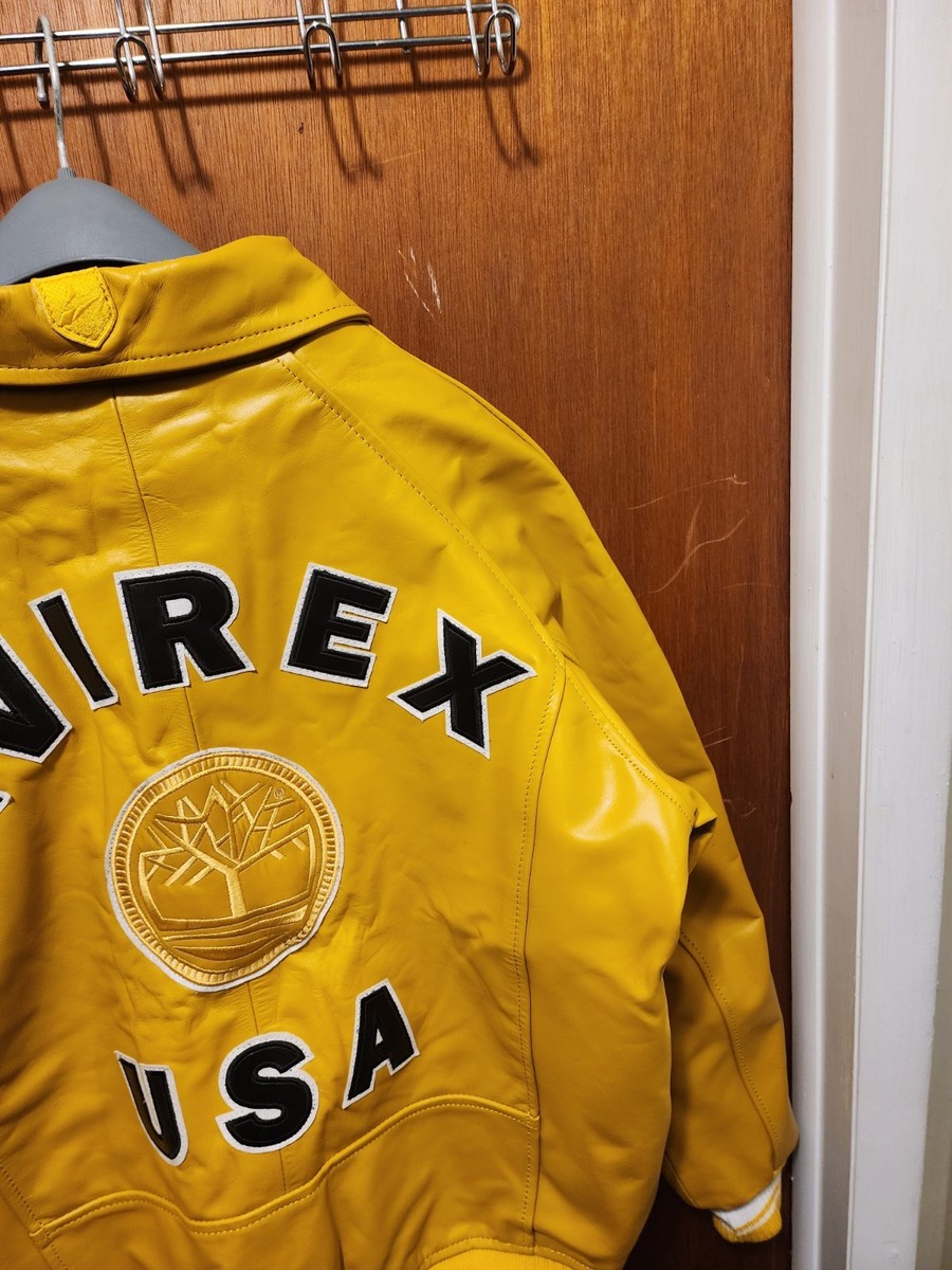 Avirex Inspired Timberland Custom Leather Golden Yellow Jacket 3xl