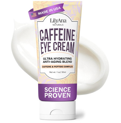 LilyAna Naturals Caffeine Eye Cream with Peptides for Dark Circles, Puffiness, F