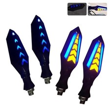 Motorcycle Turn Signal Lights, Arrow-shaped Dual Sided Flowing 4 PCS Blue