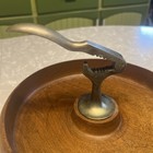 Vintage Wood Bowl with Brass Nutcracker Made In  Japan — photo 5