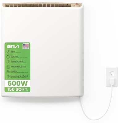 Envi Plug-in Electric Panel Wall Heaters for Indoor Use, Energy Efficient 24/7 H