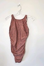 Kona Sol Women's Medium High Neck One Piece Slimming Swimsuit Leopard Print NWOT