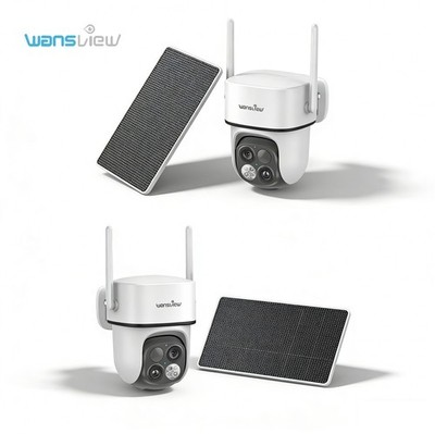 2Pack Wansview 2K Outdoor Solar Security Camera System 360° PTZ Wireless Wifi