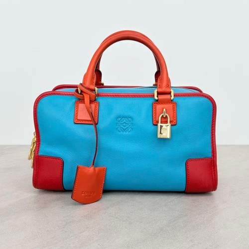 LOEWE Amazona 28 Tricolor Leather Handbag Used Item Good Condition From Japan
