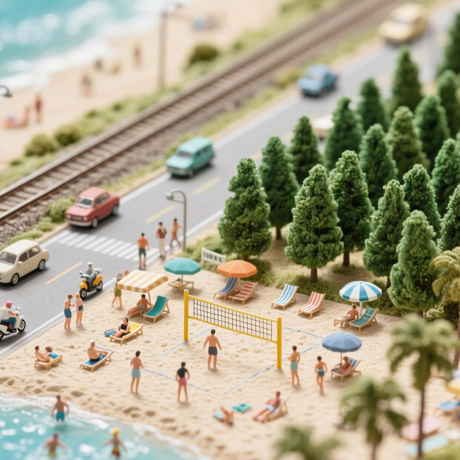 16 Pcs Model Pine Trees, 1.4-6.3 Inch Mixed Miniature Trees Diorama Green 