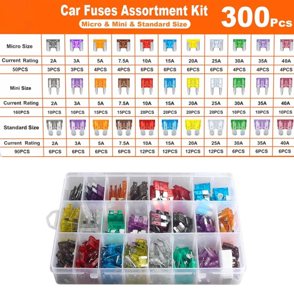 300pcs Automotive Fuse Assortment Kit Set Car Truck Motorcycle Fuses US Stock
