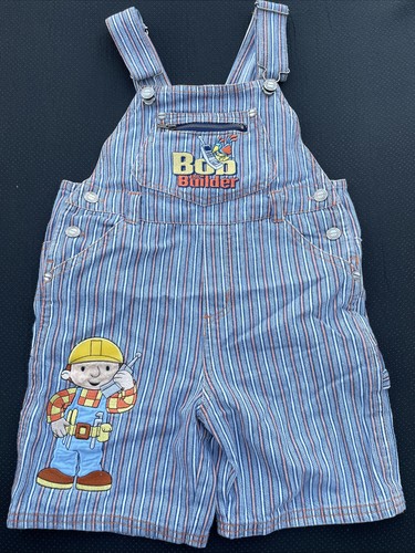 Vintage Nickelodeon Bob The Builder Striped Overalls