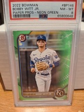 2022 Bowman Bobby Witt Jr  #BP146 Neon Green 310/399 PSA 8