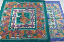 2 Vintage Springs Aztec Southwestern Wolf Coyote Dog Cactus Horse Bandana USA
