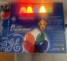 GE String A Long Christmas Tree Lights, Multicolor C-9 Glow Bright, 24  In/Out