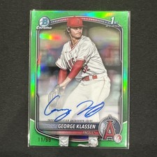 2025 Bowman George Klassen Chrome Auto Green Refractor 1st #/99 Angels