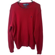 Polo Ralph Lauren Knit Cotton Crewneck Sweater Red Sz L Men  s Great Condition