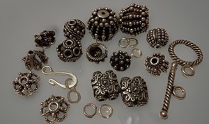 Mixed Lot Of 925 Sterling Silver Bead Caps Findings And Artisan Beads