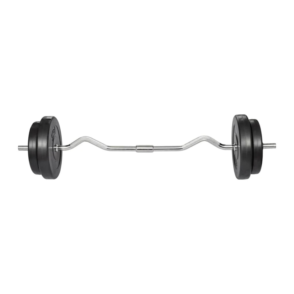 Haltère avec barre de 120 cm et 30 kg de poids en disques noirs