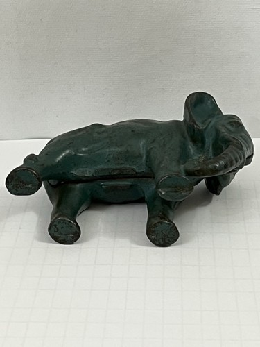 Vintage Antique Cast Iron Coin Bank Green Elephant - Picture 7 of 15