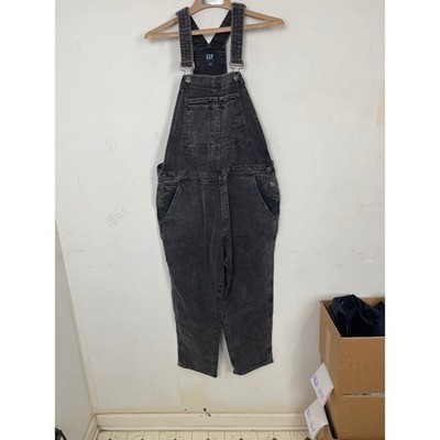 GAP Womens Washed Black Denim Overalls Straight Leg Bib Jumpsuit Size L