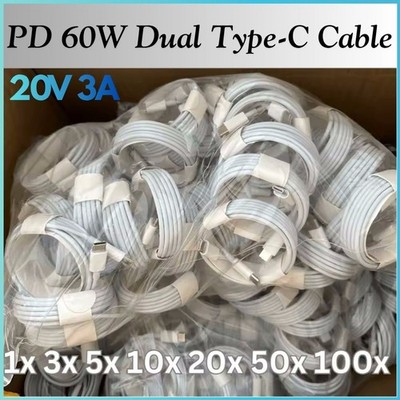 PD 60W Fast Charging Cord USB-C to USB-C Cable For iPhone 15 16 17/Samsung Lot