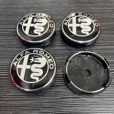 4x Für ALFA ROMEO 60mm Radmitte Nabendeckel Nabenkappen Felgendeckel Schwarz NEW