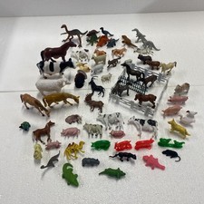 Vintage LOT 50 ASSORTED PLASTIC FARM ANIMALS, COWS, DOGS, HORSES, PIGS, MORE