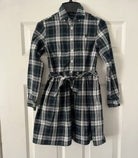 Polo Ralph Lauren Girls Plaid Shirt Dress Belted Cotton Estimated Sz 10
