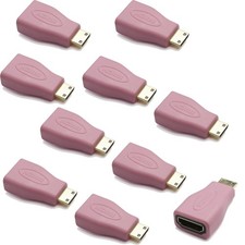 HDMI Adapter 10-Pack, Mini HDMI to HDMI for Camera, Camcorder, DSLR, Tablet, Vid