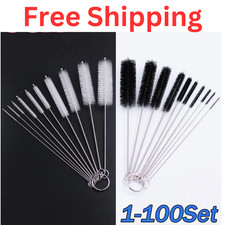 Nylon Straw Brush Cleaner Bottle Tube Pipe Small Long Cleaning 10Pcs Set USA Lot