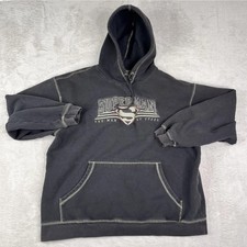 Vintage Superman Hoodie Mens Large Black Warner Bros Studio Store Pullover Y2K