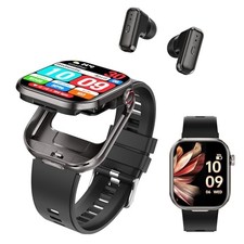 Smart Watch with Earbuds, 2.02" HD Screen  2 in 1 Smart Watches for Women, Black