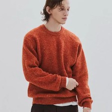Lemad Wool Overfit Round Neck Knit Sweater Orange Unbranded