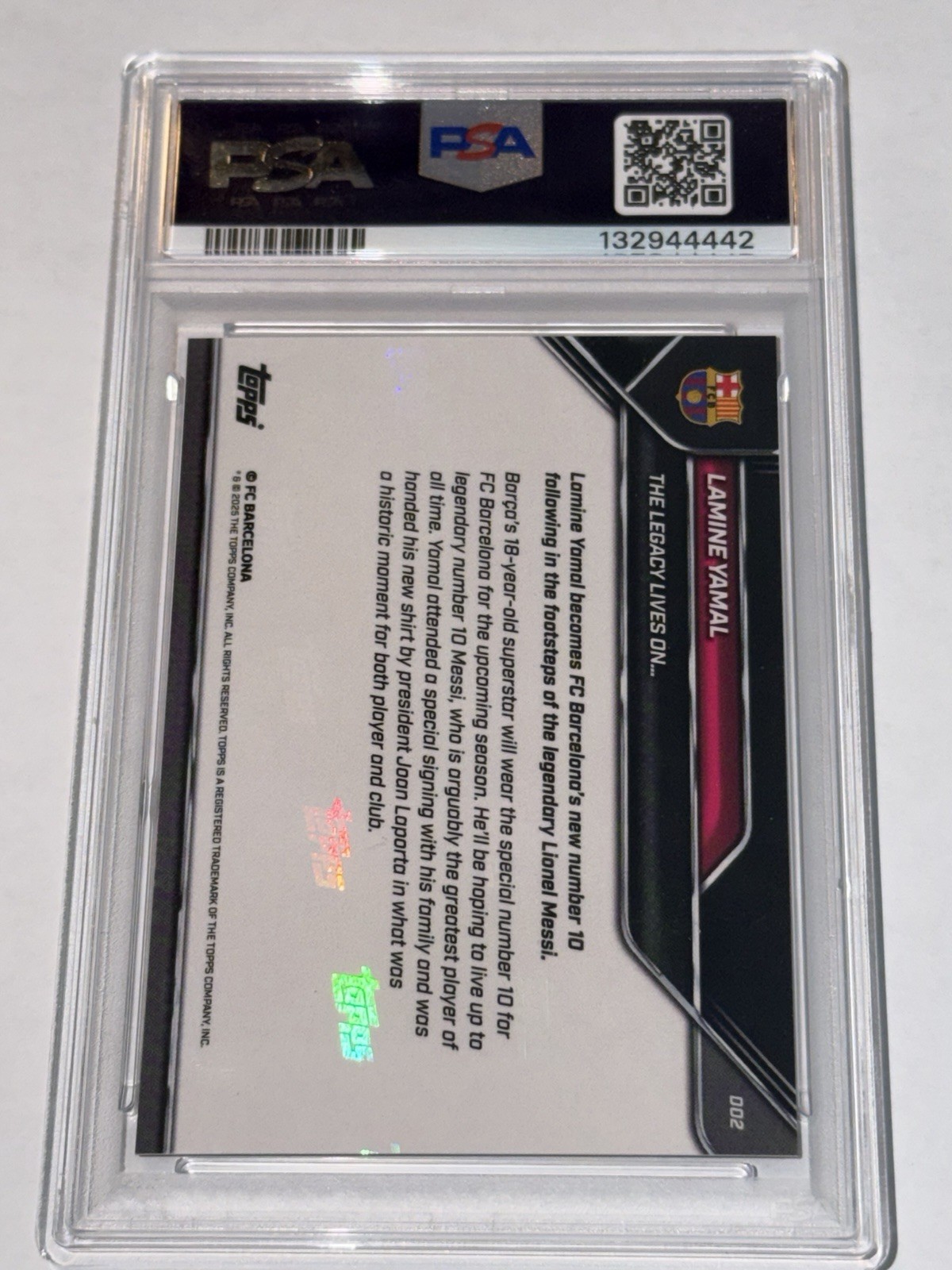 Lamine Yamal Lionel Messi 2025 Topps Now FC Barcelona PSA 10! # 2 Spain GOAT  view 2