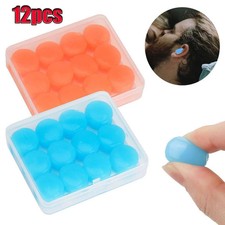 12pc Reusable Silicone Ear Plugs Noise Cancelling for Sleep Study Swim 6 Pairs