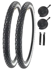 26" Bike Tire 26 x 2.125 Inch Folding Replacement 26"/2 Tires 2 Tubes/Whitewall