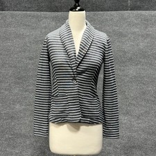 Banana Republic Blazer Womens XS Navy White Striped Knit Shawl Collar Button