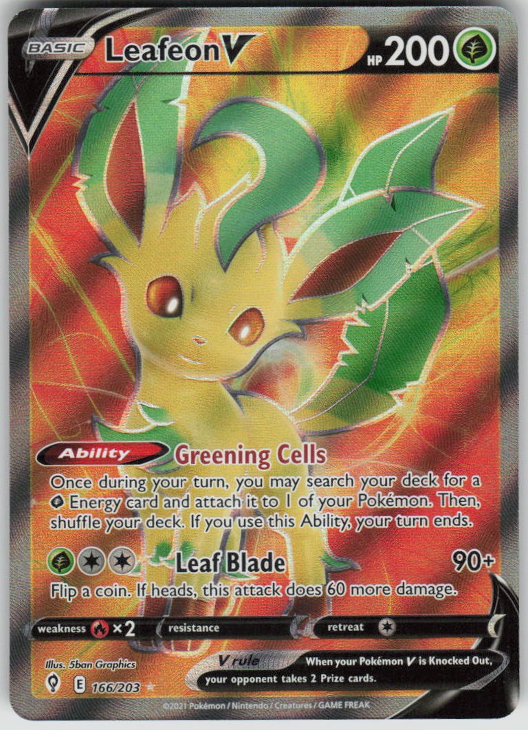 Pokemon Leafeon V (Full Art) 166/203 SWSH07: Evolving Skies Ultra Rare NM