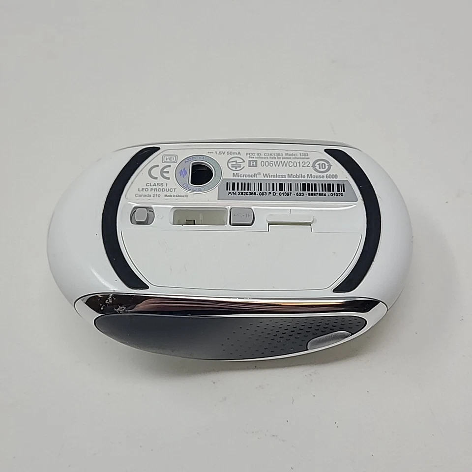 Microsoft Wireless Mobile Mouse 6000 Model 1383 White BlueTrack - Image 4 of 4