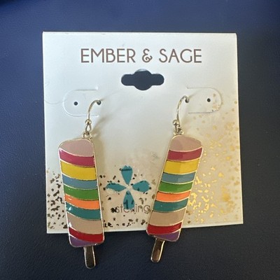 Sterling Silver Rainbow Colored Popsicle Earrings - Ember And Sage