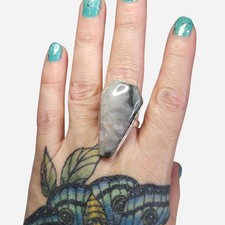 Agate 925 Silver Coffin Ring