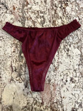 True Vintage Victoria's Secret Satin  Mesh High Leg Thick Waistband Thong MED