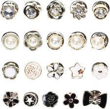 Women Shirt Brooch Pins 20Pcs Mini Cover Up Enamel Safety Lapel Buttons...