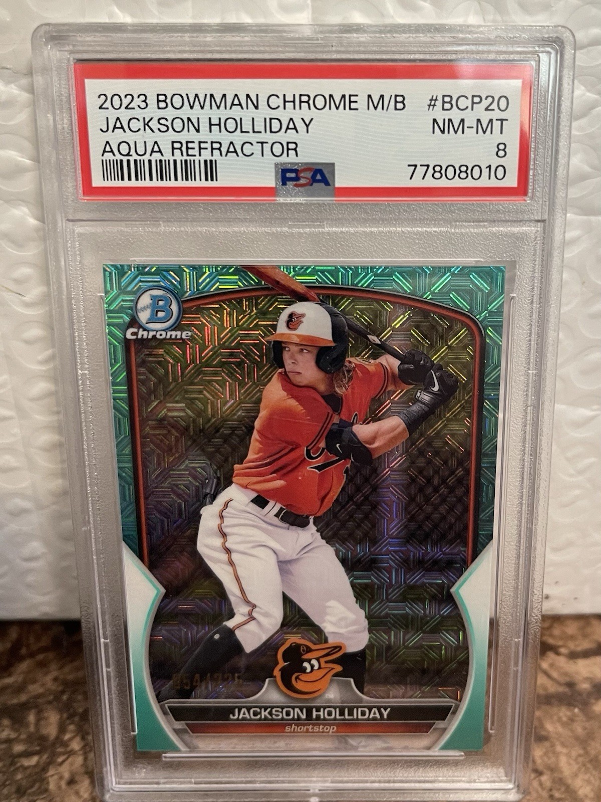 2023 Bowman Chrome Prospects Jackson Holliday #BCP-20 Aqua Mojo Refractor /225  