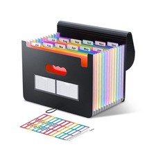 Organizador de archivos de acordeón de 12 bolsillos - Soporte extensible para documentos y recibos