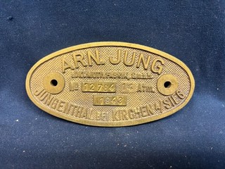 Fabrikschild Kesselschild Nr. 12784 1943 Messingnachguß 122x61 x 5 mm