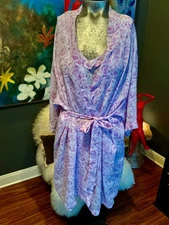 Secret treasures, nightgown, gown slip, robe bridal set  y2k lavender rose S