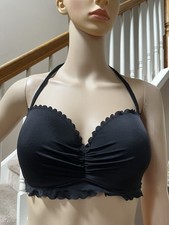 Victorias Secret Getaway Bikini Swim Top Scalloped Edge Black 34DD