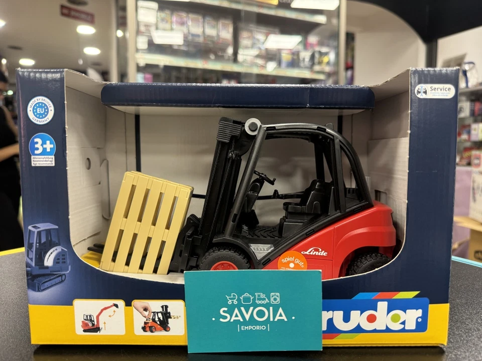 BRUDER 02511 -scala 1:16- CARRELLO ELEVATORE LINDE H30D CON PALLET - NUOVO - Immagine 2 di 4