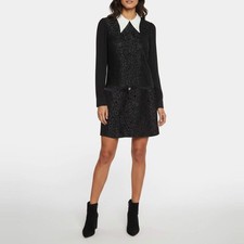Versace Black Leopard Jacquard Wool Blend Mini Dress XS