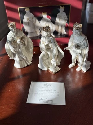 LENOX INNOCENCE NATIVITY THE THREE KINGS WITH BRAND NEW IN BOX COA