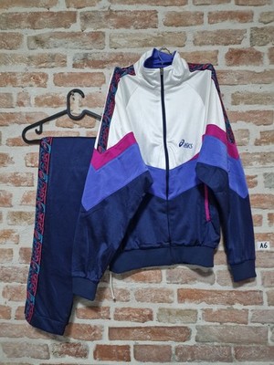 Asics Vintage '90 Damen Overall Gr. M/L weiß/blau/fuchsia - Full Tracksuit