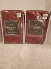 BRAND NEW TWO 2 Fieldcrest Luxury EURO Pillow Shams Red 26 X 26 Inch